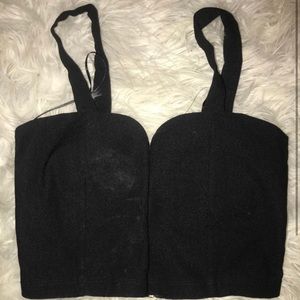 Black Bandeau crop top zip up